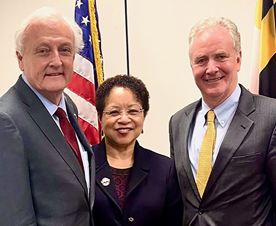 President Heidi Anderson and James Mathias of University of Maryland Eastern Shore with Sen. Chris Van Hollen (D-MD).